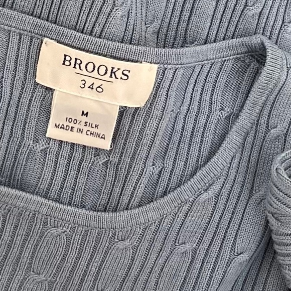 Blue BROOKS 346 100% Silk Base Layer Cable Knit Sweater - Picture 4 of 4